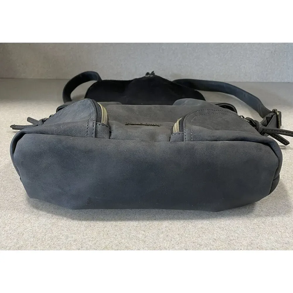 Wallflower Faux leather Mini Gray Backpack With Adjustable Strap’s Front Pockets